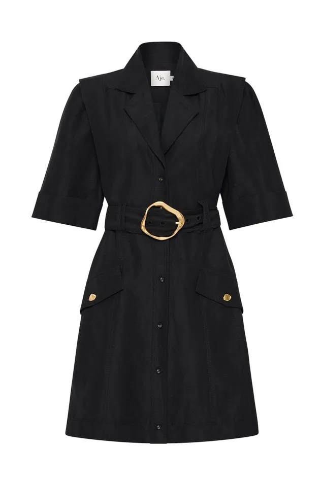 Lyric Belted Mini Dress Black Women Aje Cocktail Dresses