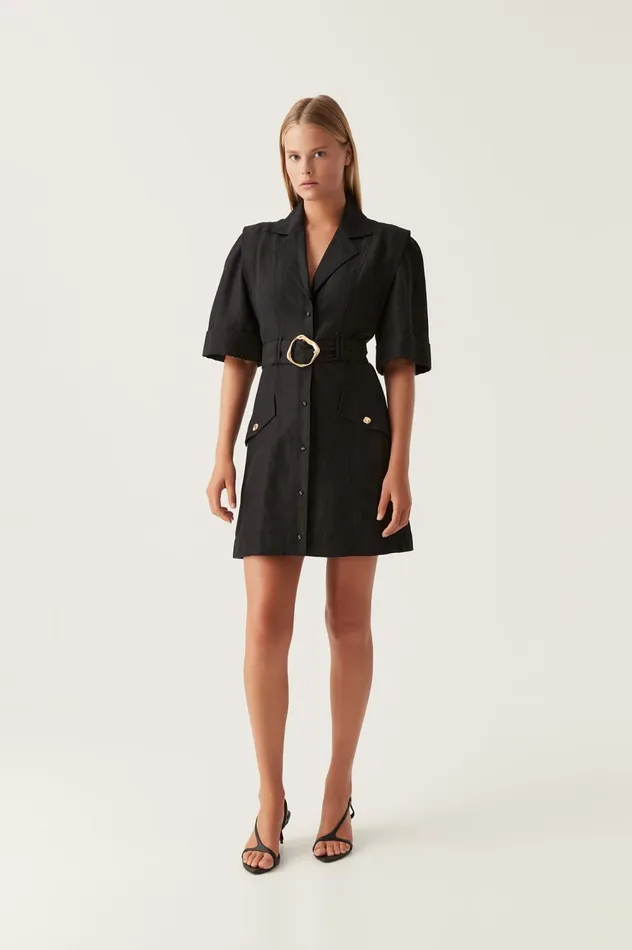 Lyric Belted Mini Dress Black Women Aje Cocktail Dresses