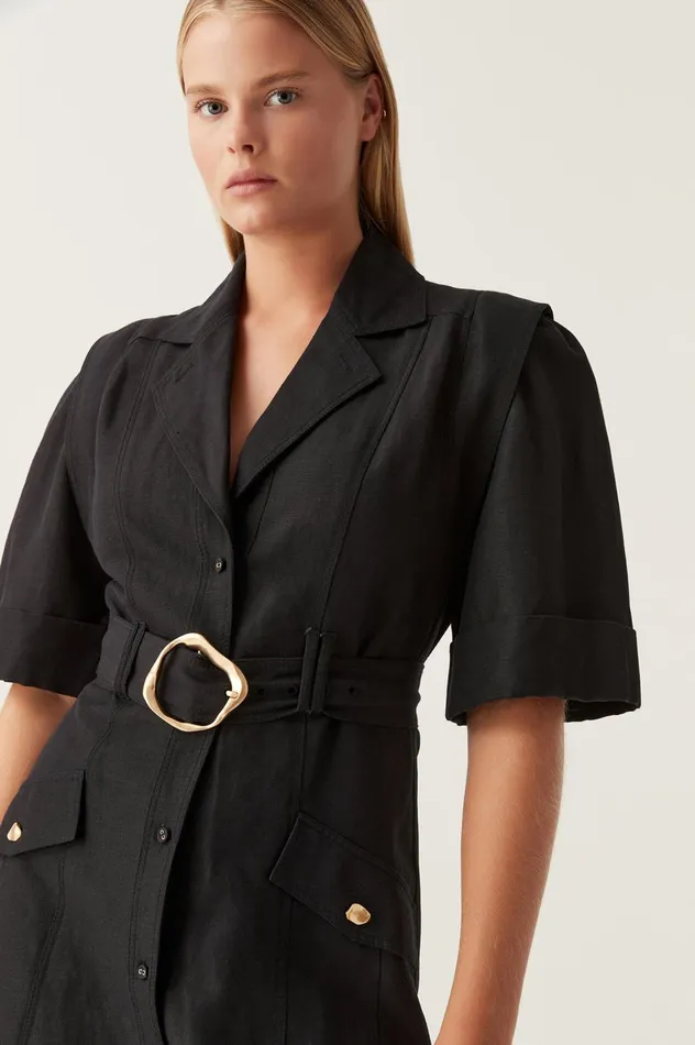 Lyric Belted Mini Dress Black Women Aje Cocktail Dresses