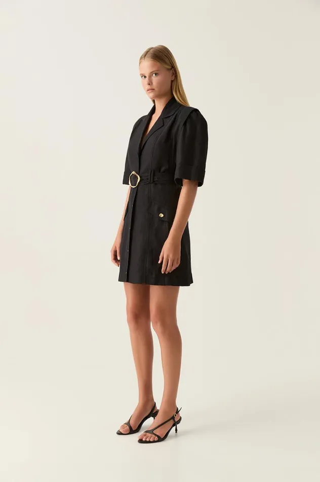 Lyric Belted Mini Dress Black Women Aje Cocktail Dresses