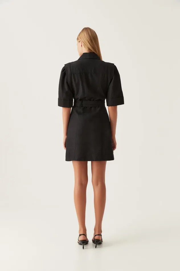Lyric Belted Mini Dress Black Women Aje Cocktail Dresses