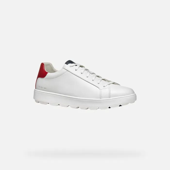 Man Geox Sneakers SPHERICA ECUB1 MAN WhiteNavyRed Low Top Sneakers Whitenavyred