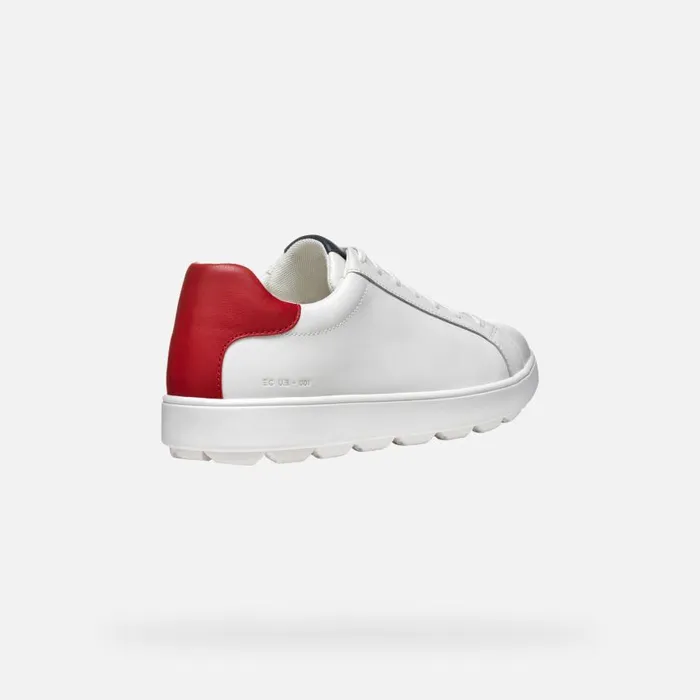 Man Geox Sneakers SPHERICA ECUB1 MAN WhiteNavyRed Low Top Sneakers Whitenavyred