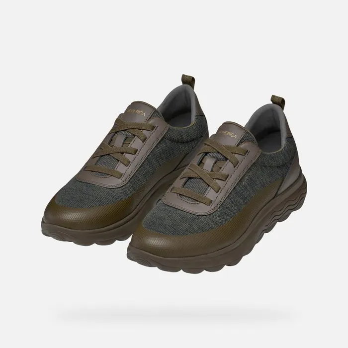 Man Geox Sneakers SPHERICA MAN Light Olive Green Low Top Sneakers Light Olive Green