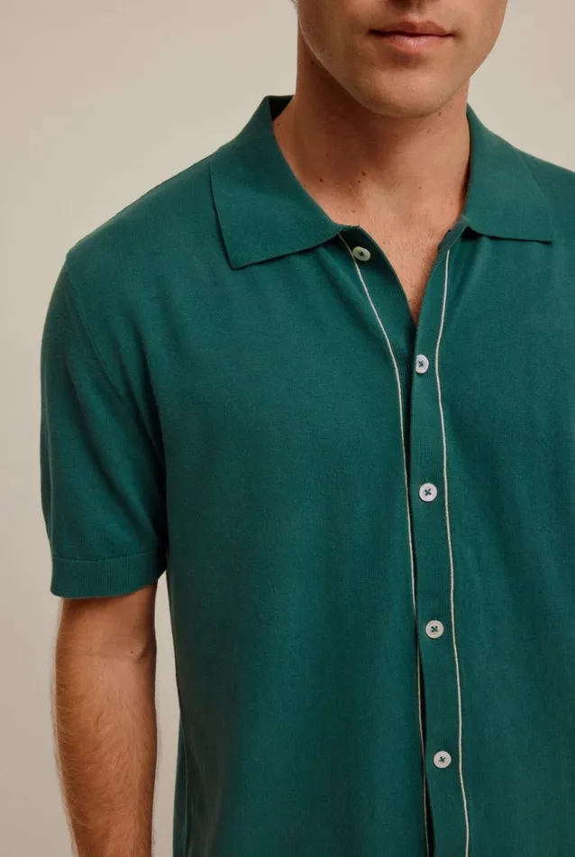 Man Venroy Knitwear Knitted Contrast Trim Shirt