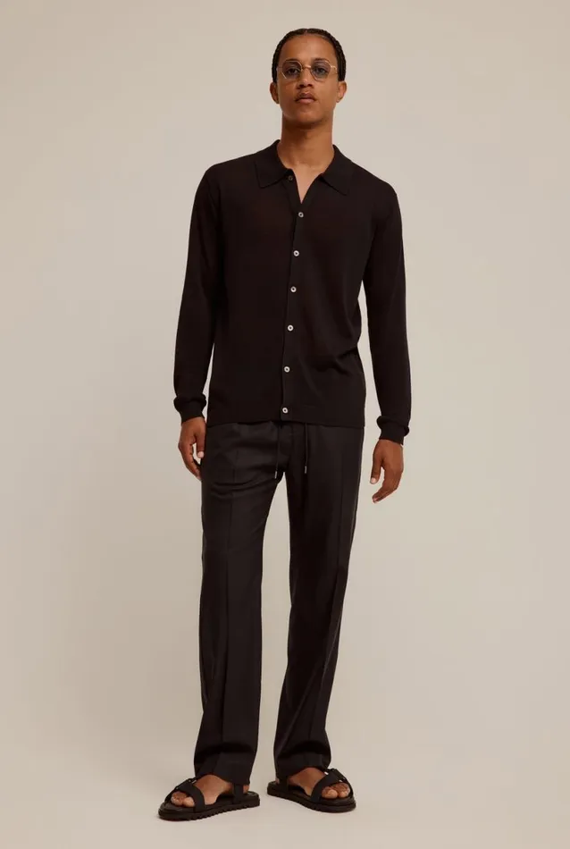 Man Venroy Knitwear Knitted Silk Long Sleeve Shirt
