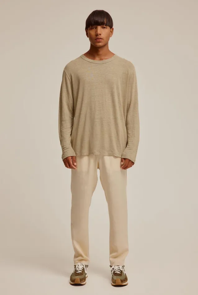 Man Venroy Knitwear Long Sleeve Linen TShirt