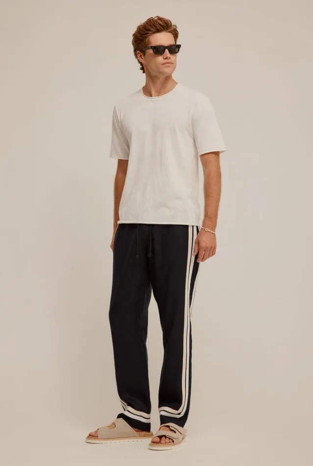 Man Venroy Pants Crochet Border Linen Trouser