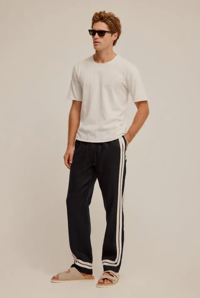 Man Venroy Pants Crochet Border Linen Trouser