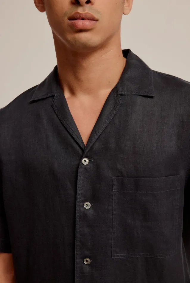Man Venroy Shirts Short Sleeve Linen Camp Collar Shirt