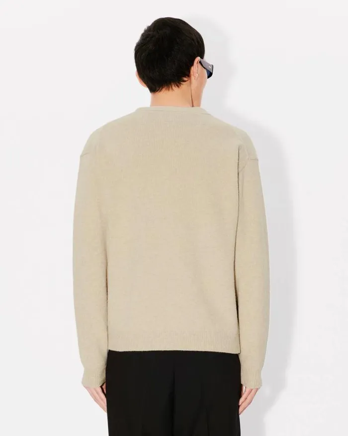 Men 039Boke Flower039 Embroidered Cardigan In Wool Beige Kenzo Sweaters And Cardigans