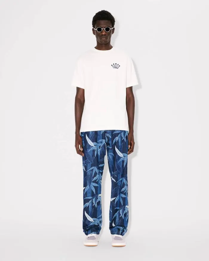 Men 039KENZO Dragonfly039 Embroidered Tshirt In Cotton Off White Kenzo Tshirts And Polos