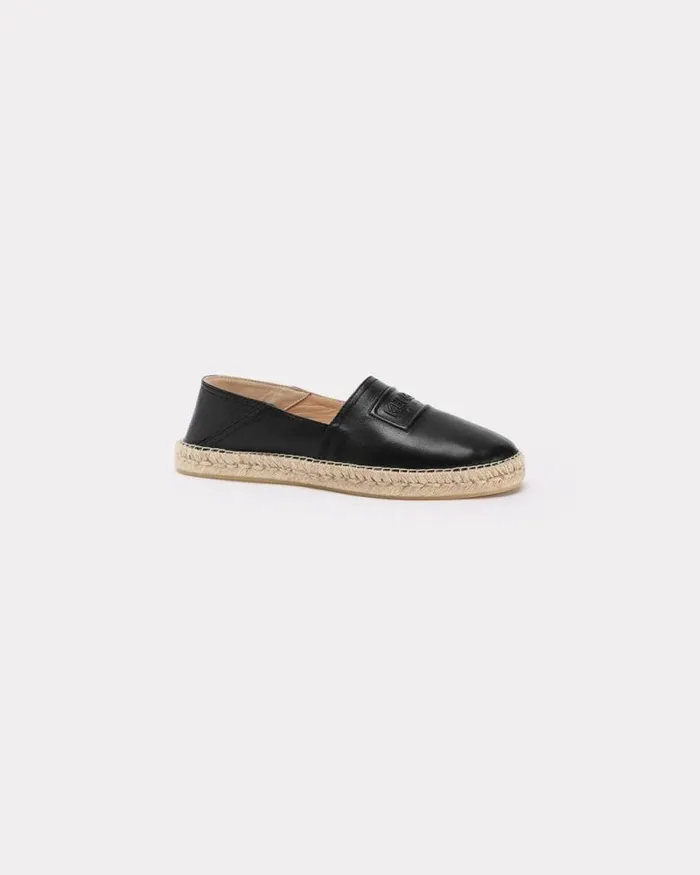 Men 039KENZO Paris039 Special Fit Leather Espadrilles Black Kenzo Mules And Espadrilles