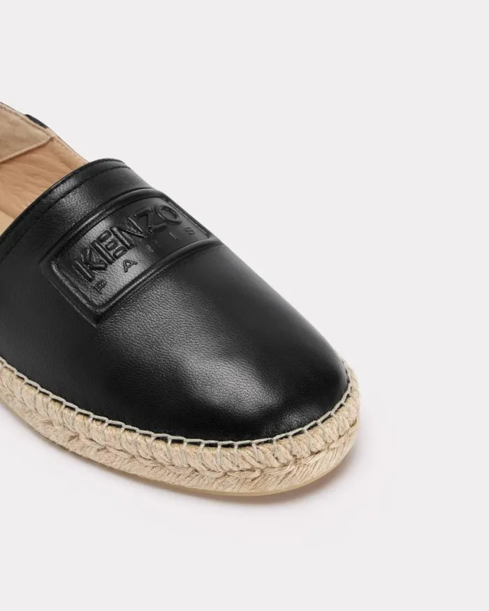 Men 039KENZO Paris039 Special Fit Leather Espadrilles Black Kenzo Mules And Espadrilles