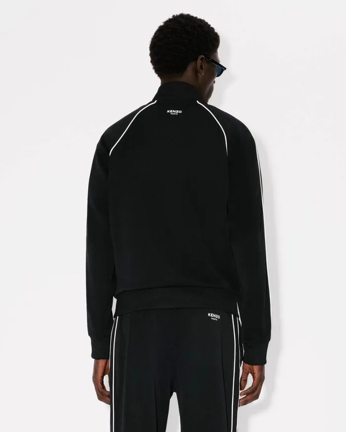 Men 039KENZO Pop039 Embroidered Track Jacket Black Kenzo Sweatshirts And Hoodies