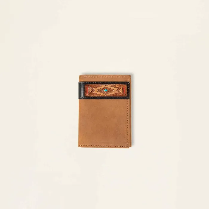 Men Bags and Wallets Ariat Southwest Trifold Wallet Black