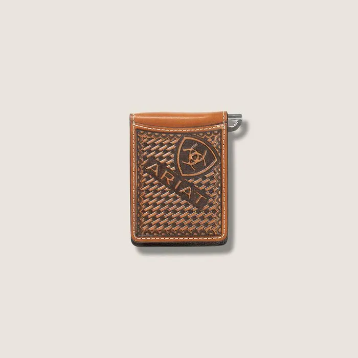 Men Bags and Wallets Ariat Weaved Money Clip Brown