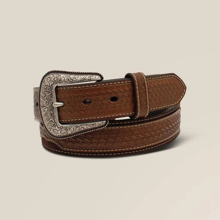 Men Belts Ariat Sun Burst Medallion Belt Brown