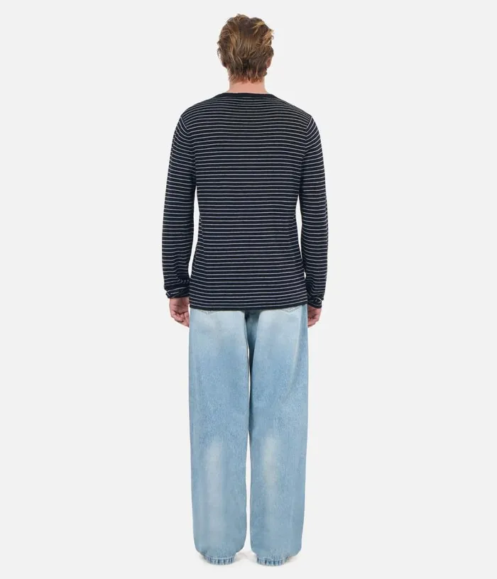 Men Black And White Striped Wool Sweater THE KOOPLES Sweaters