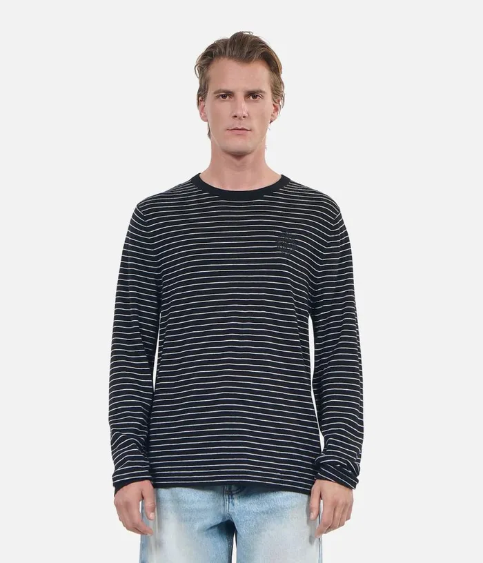 Men Black And White Striped Wool Sweater THE KOOPLES Sweaters