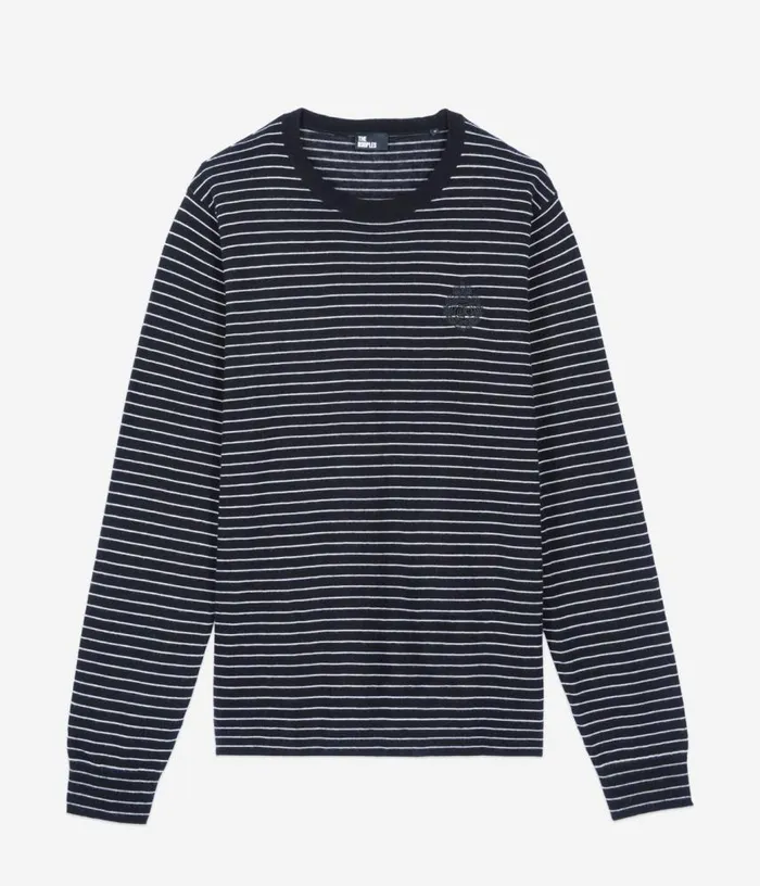 Men Black And White Striped Wool Sweater THE KOOPLES Sweaters