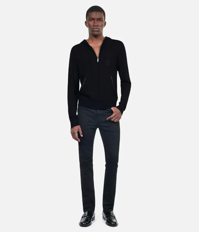 Men Black Wool Hooded Cardigan THE KOOPLES Sweaters