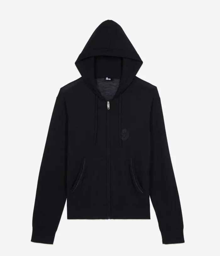 Men Black Wool Hooded Cardigan THE KOOPLES Sweaters