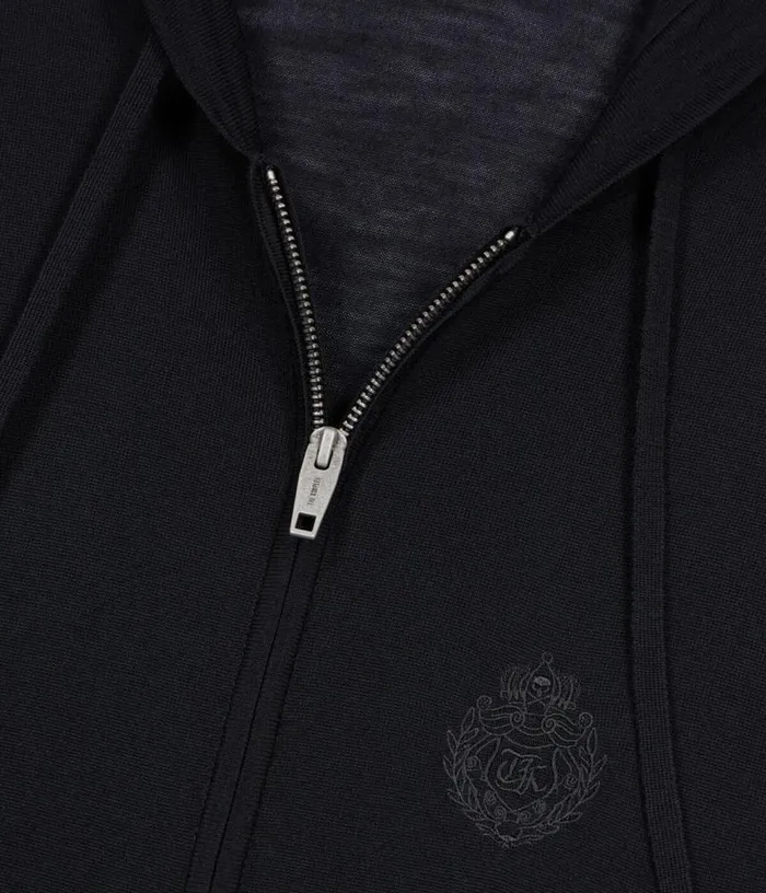 Men Black Wool Hooded Cardigan THE KOOPLES Sweaters