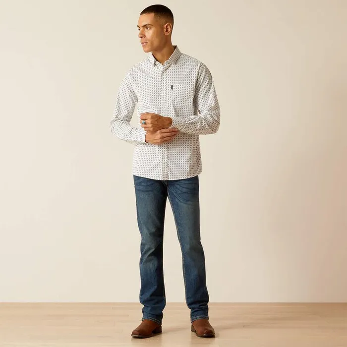 Men Button Down Shirts Ariat Major Stretch Modern Fit Shirt White Men Button Down Shirts Ariat Major Stretch Modern Fit Shirt White