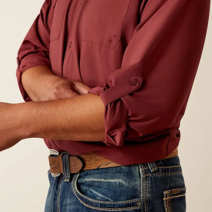 Men Button Down Shirts Ariat VentTEK Outbound Classic Fit Shirt Red Mahogany Men Button Down Shirts Ariat VentTEK Outbound Classic Fit Shirt Red Mahogany