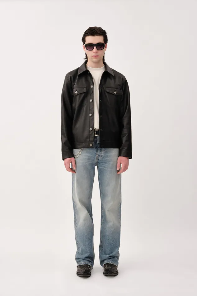 Men Coats and Jackets Wonhundred Clayton Leather Black