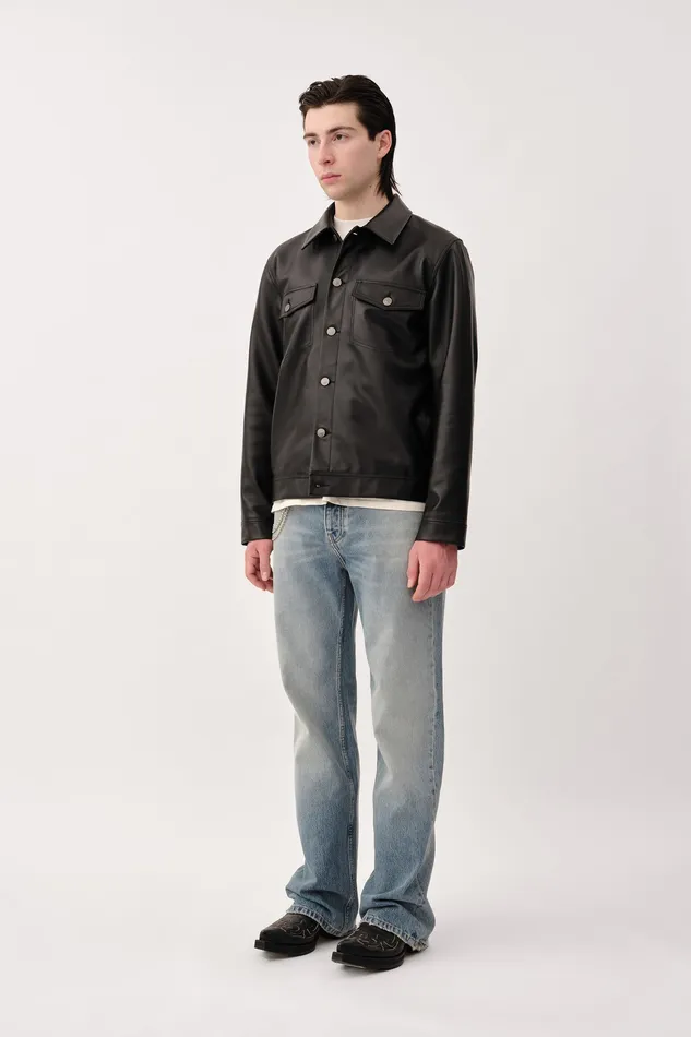 Men Coats and Jackets Wonhundred Clayton Leather Black