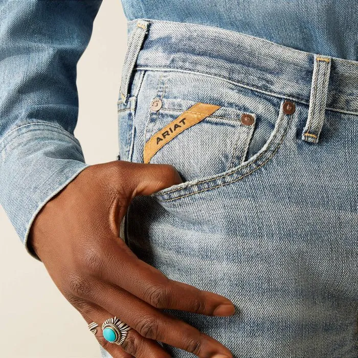 Men Denim Ariat M5 Straight Yellowstone Rider Straight Leg Jeans Light Distressed Men Denim Ariat M5 Straight Yellowstone Rider Straight Leg Jeans Light Distressed