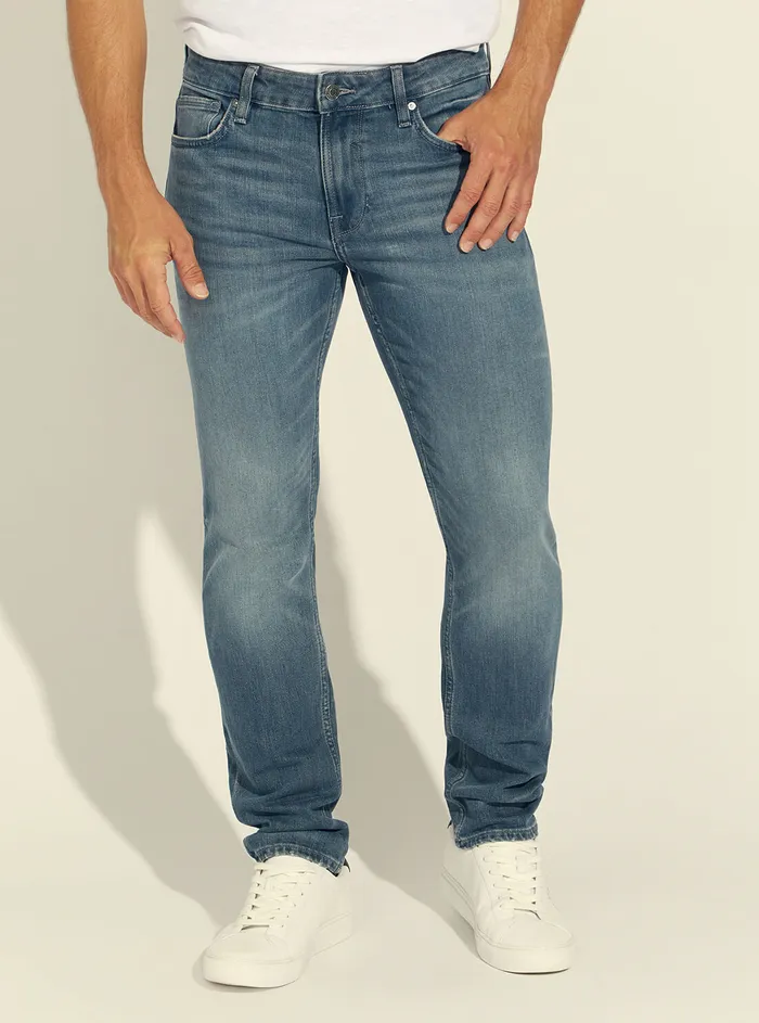 Men Denim GUESS Midrise Slim Tapered Denim Jeans In Silverstar Wash