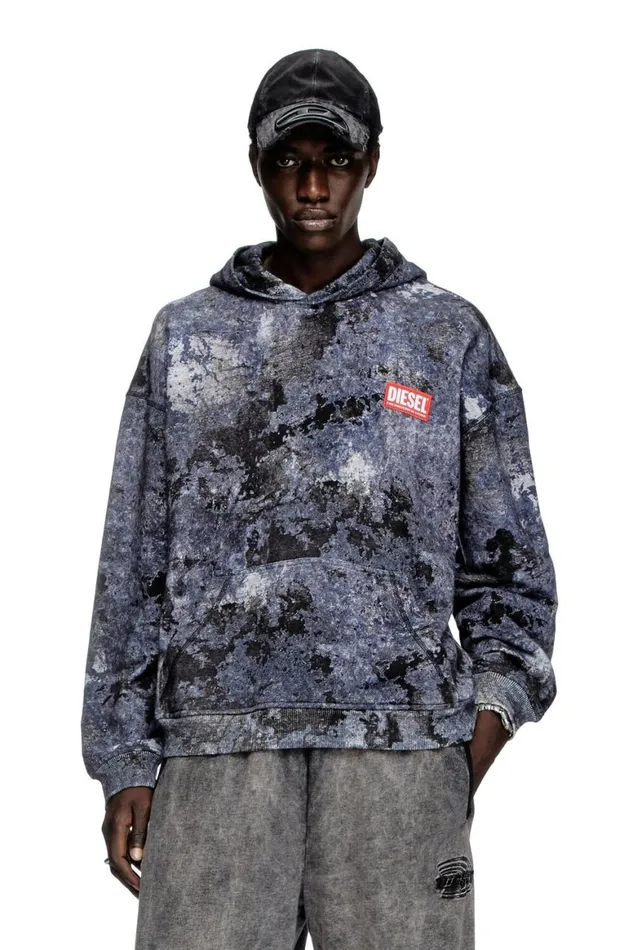 Men Diesel Sweatshirts and Hoodies SBOXTHOODR8 Blue Men Diesel Sweatshirts and Hoodies SBOXTHOODR8 Blue