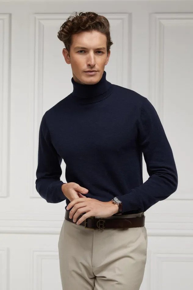 Men Fine Roll Neck Knit Navy Holland Cooper Knitwear Men Fine Roll Neck Knit Navy Holland Cooper Knitwear