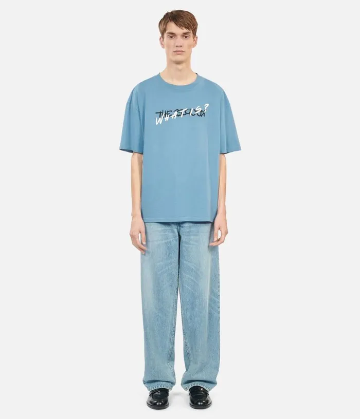 Men Light Blue What Is Handwritten Serigraphy Tshirt THE KOOPLES Tshirts