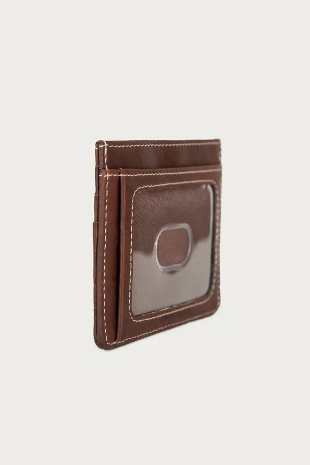 Men Lucky Brand Bags and Wallets Western Embossed Leather Card Case Dark Brown