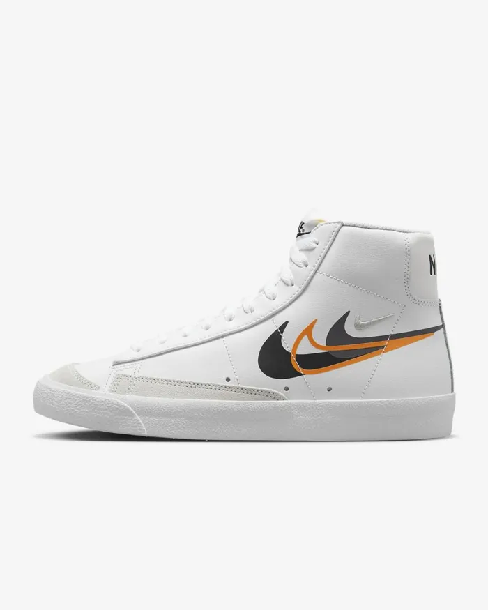 Men Nike Lifestyle Blazer Mid 03977 Whitebright Mandarinmedium Ashblack
