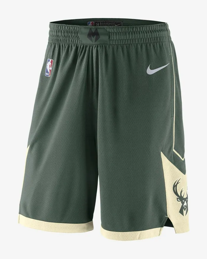 Men Nike Shorts Milwaukee Bucks Icon Edition Firflat Opalopalwhite