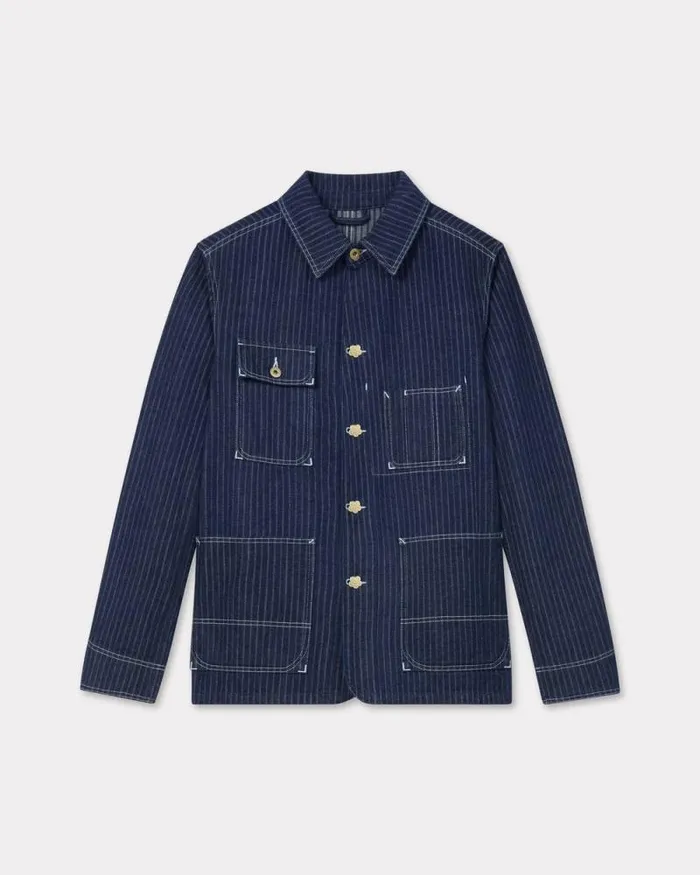 Men Relaxed Workwear Jacket In Japanese Denim Rinse Blue Denim Kenzo Jackets And Coats
