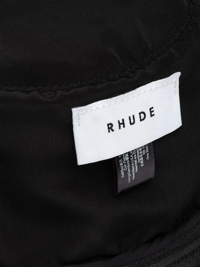 Men Rhude Hats LEATHER BUCKET HAT Black