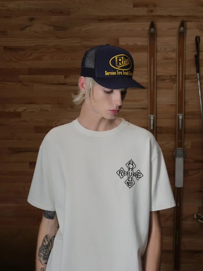 Men Rhude Hats SERVICE TRUCKER HAT Navy