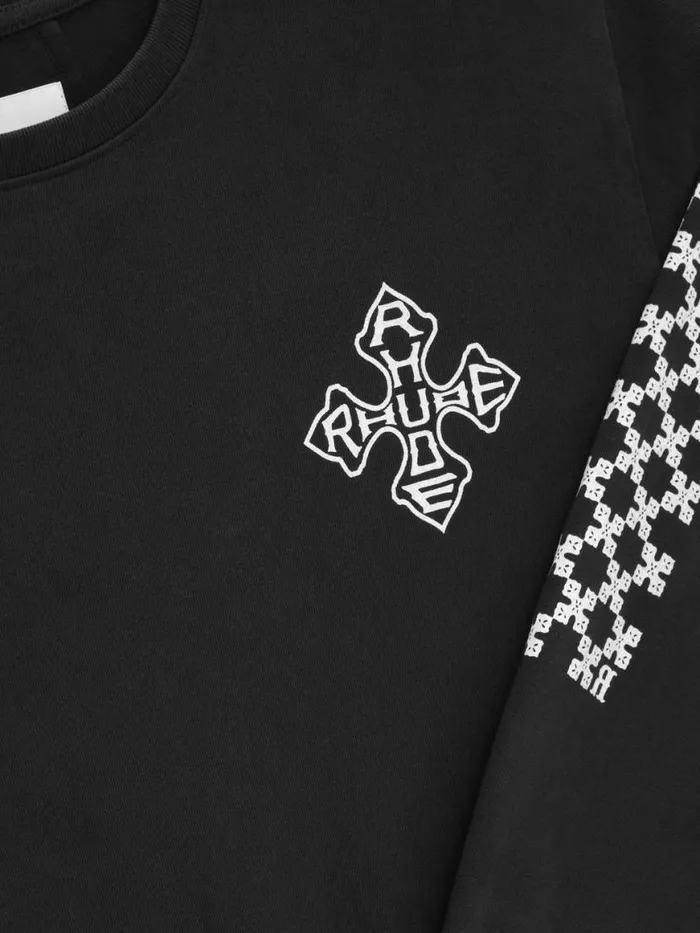 Men Rhude Tees CROSS LS TEE Vtg Black