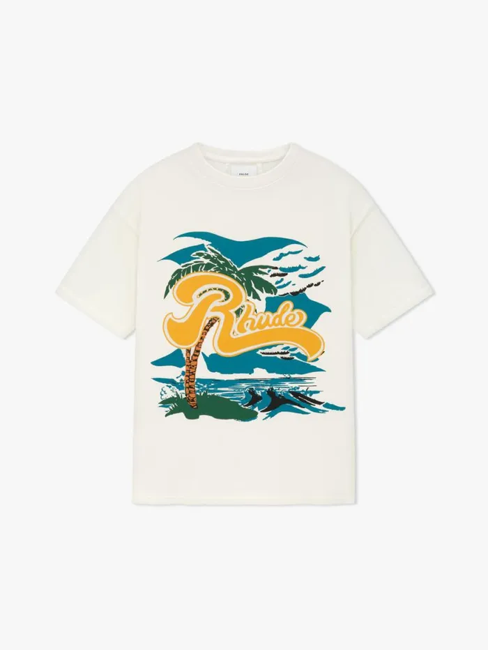 Men Rhude Tees REGATTA PALM TEE Vtg White