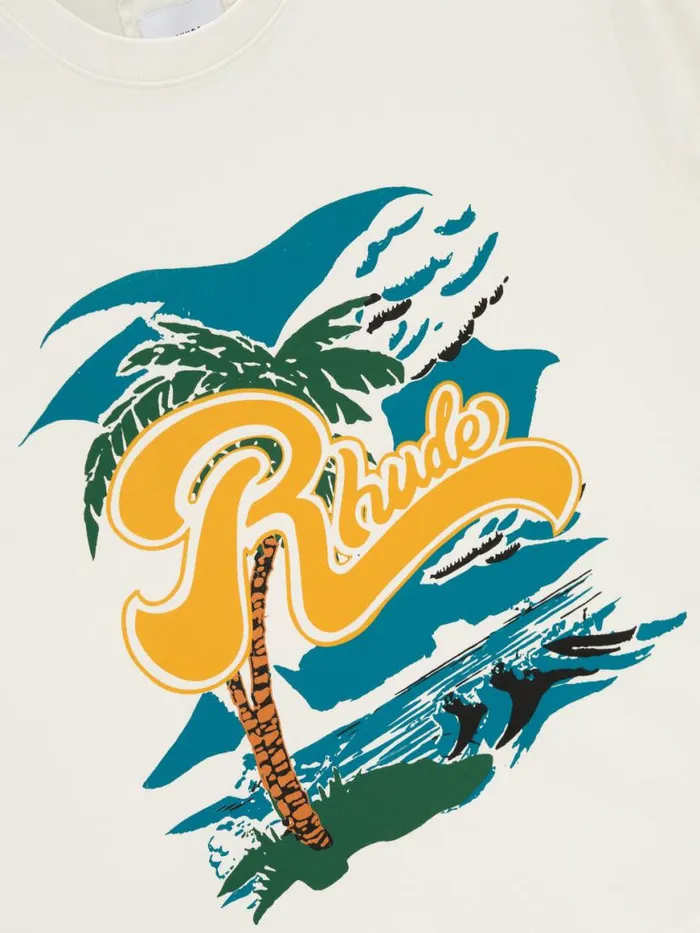 Men Rhude Tees REGATTA PALM TEE Vtg White Men Rhude Tees REGATTA PALM TEE Vtg White