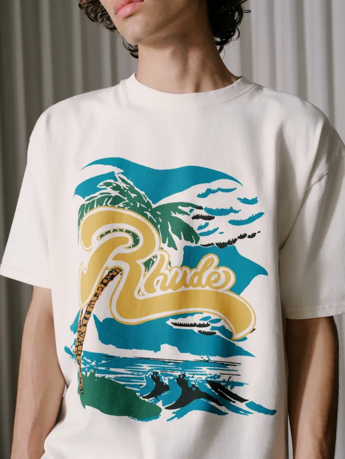 Men Rhude Tees REGATTA PALM TEE Vtg White Men Rhude Tees REGATTA PALM TEE Vtg White