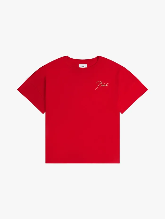 Men Rhude Tees REVERSE TEE Vtg Red