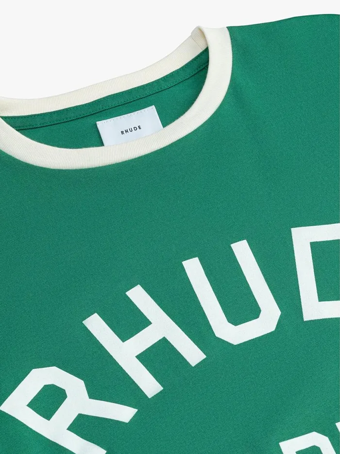 Men Rhude Tees SUGARLAND RINGER TEE Green Men Rhude Tees SUGARLAND RINGER TEE Green