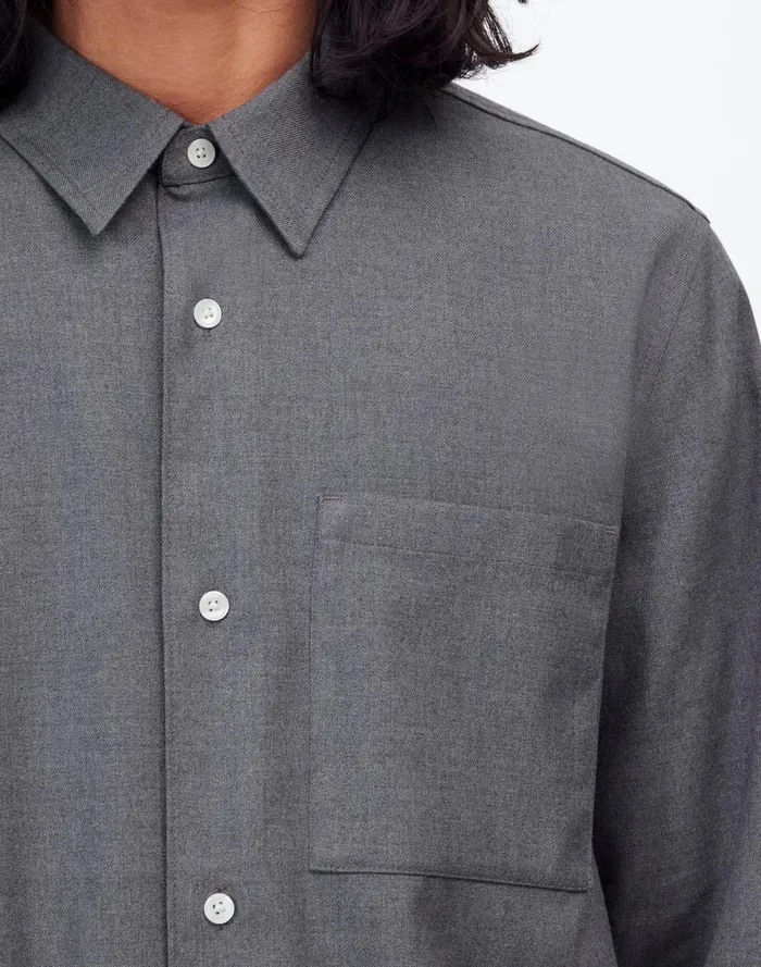 Men Shirts Madewell Twill Easy LongSleeve Shirt Light Grey